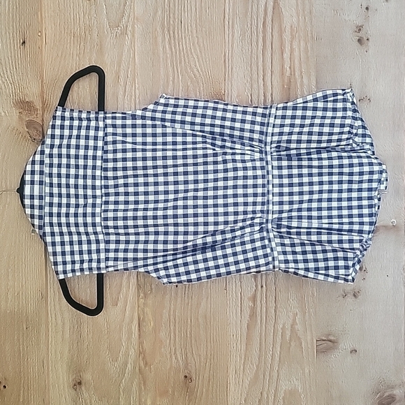 Norma Kamali Sleeveless Button Down Navy Blue and White Check Size XSmall - Picture 6 of 6